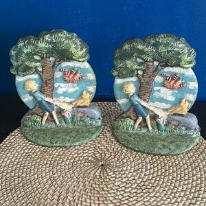 Set of 2 Rare Vintage Disney Winnie the Pooh Cast Iron Doorstop Bookend